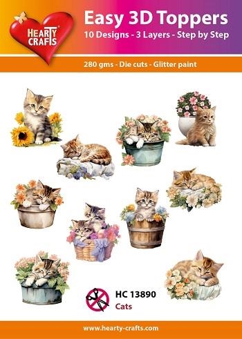 Easy 3D Toppers Cats 10 motiver med glimmer